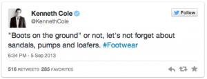 PR Fails – Kenneth Cole inappropriate tweet